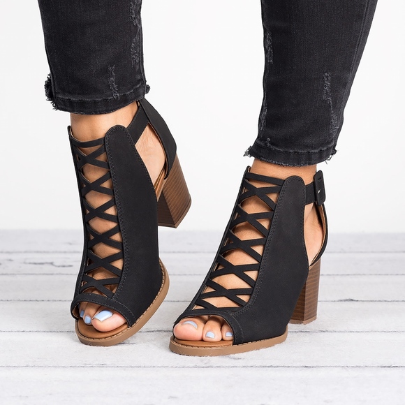 Black Cut Out Booties - Picture 2 of 4